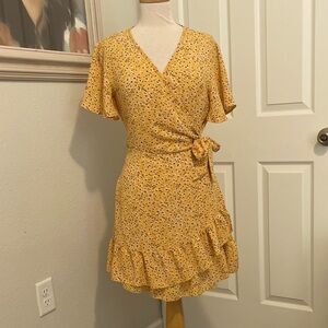 Yellow floral waist dress